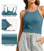 Women’s (Size M) Workout Tank Top with Built-In Bra | 2-Pack | Blue+White
