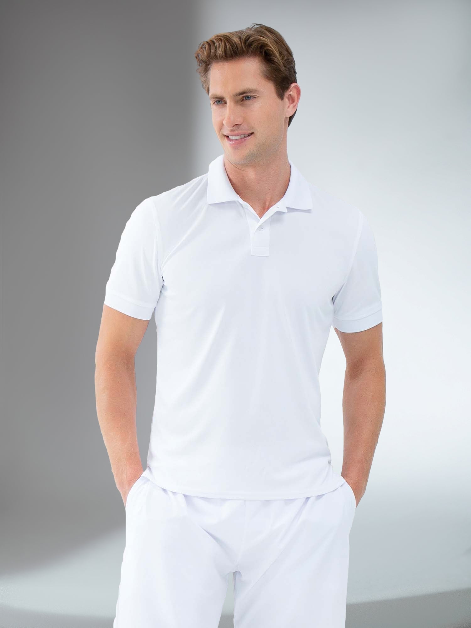 Performance Men's Classic Tennis Rib Collar Polo | White
