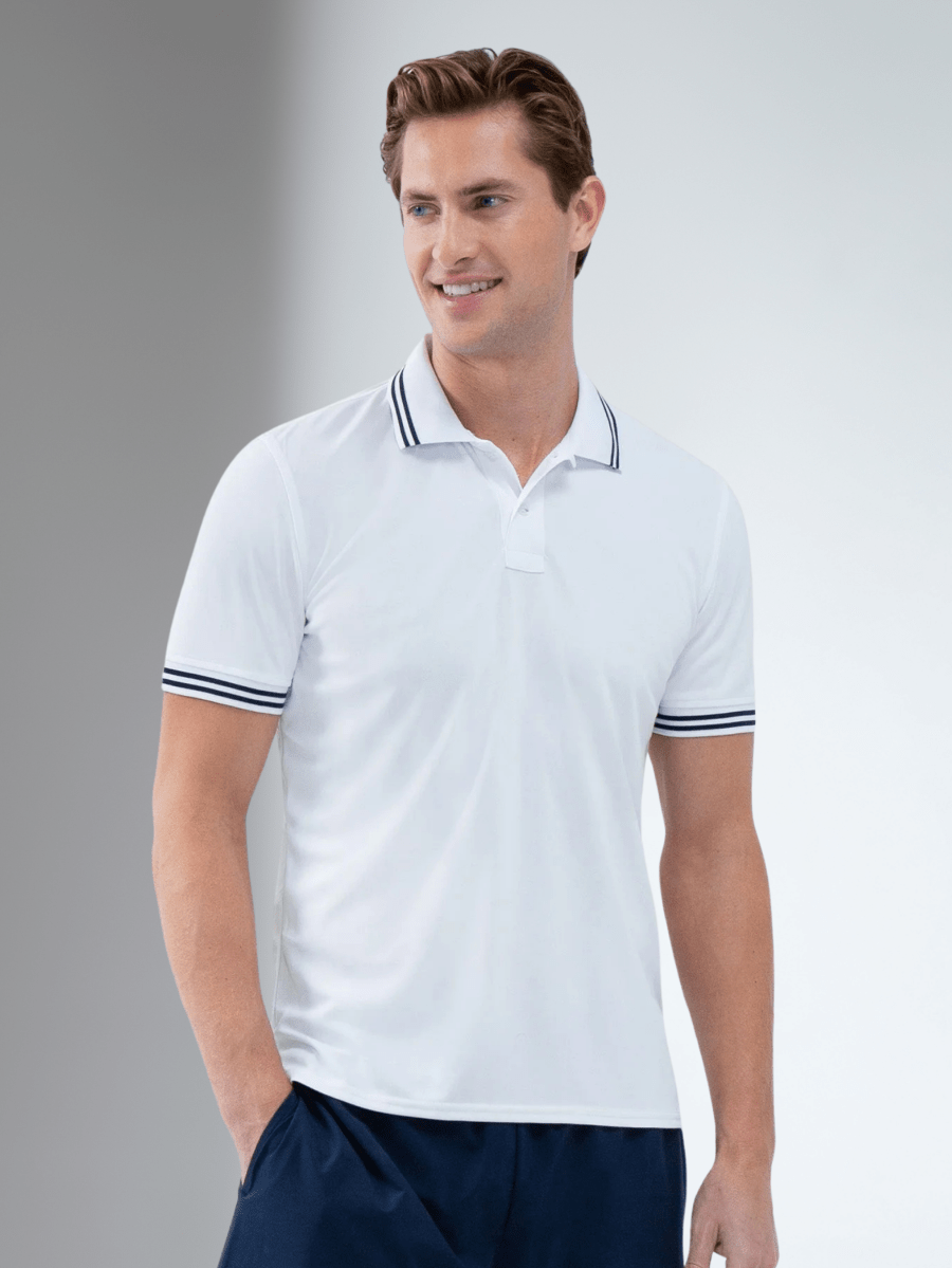 Performance Men's Classic Tennis Rib Collar Polo | White/Midnight