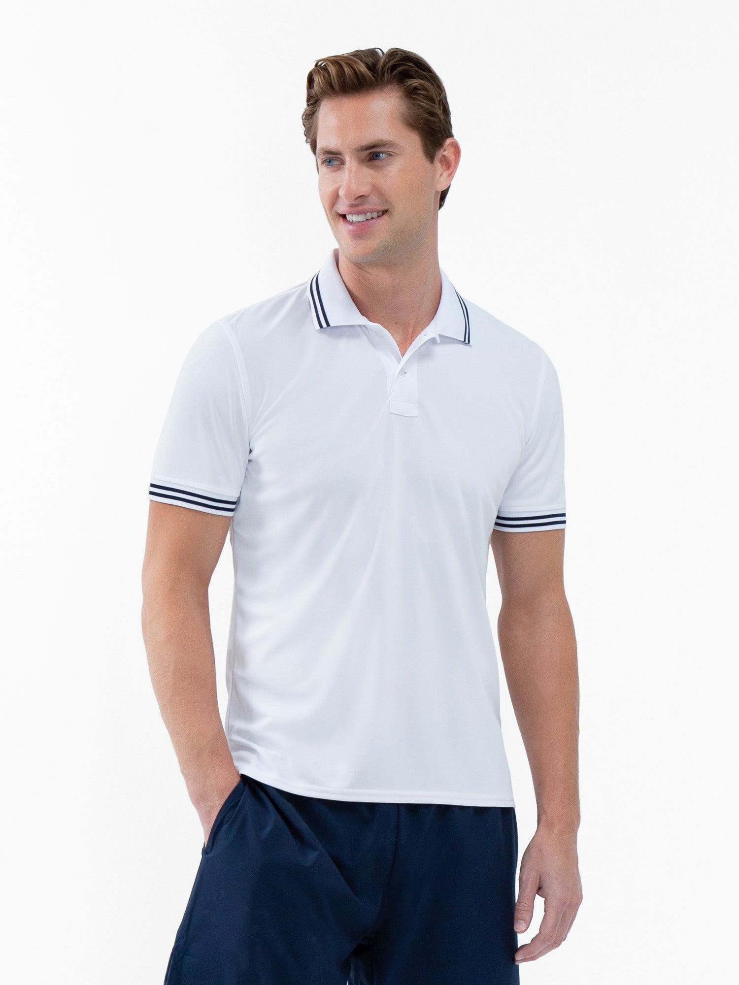 Performance Men's Classic Tennis Rib Collar Polo | White/Midnight
