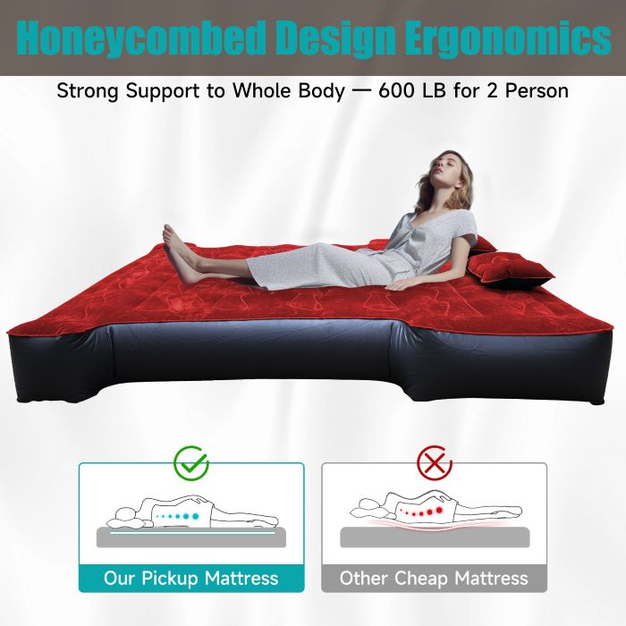5.5-6.5ft Full Size Truck Bed Air Mattress | Red