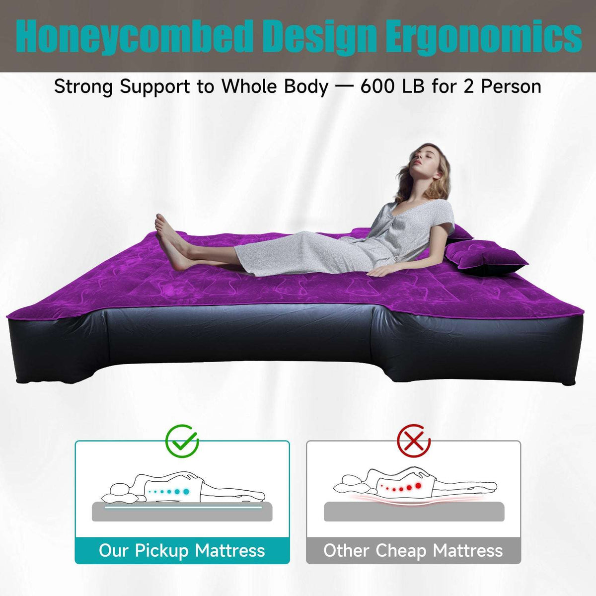 Full Size Truck Bed Air Mattress 5.5/6.5' | Purple