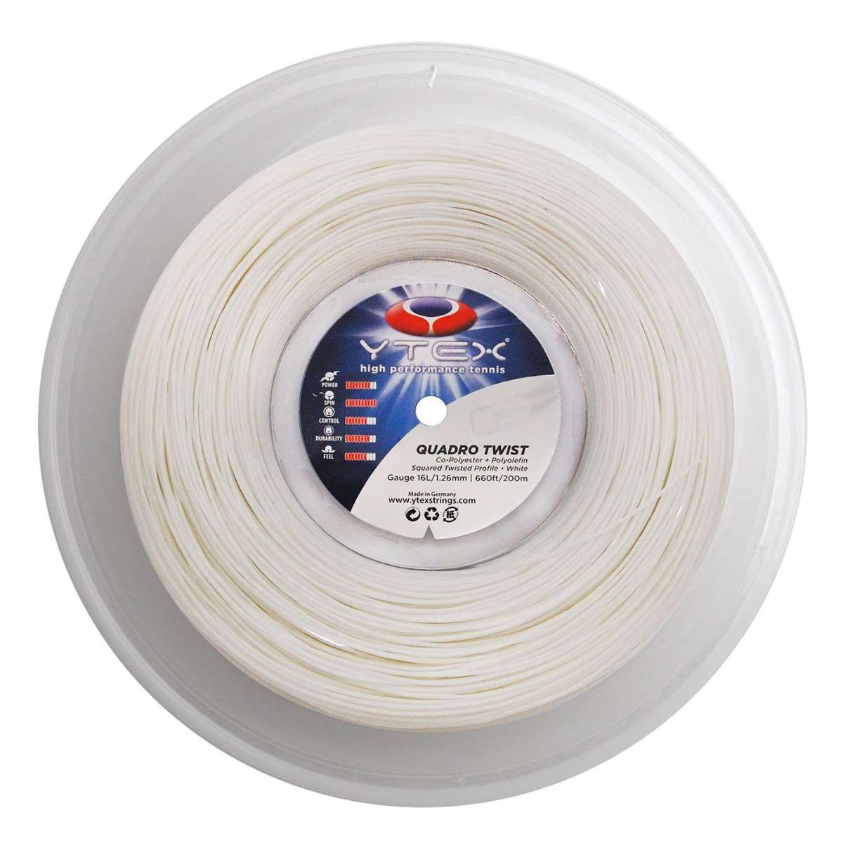 Quadro Twist White Reel Tennis Racquet String Set