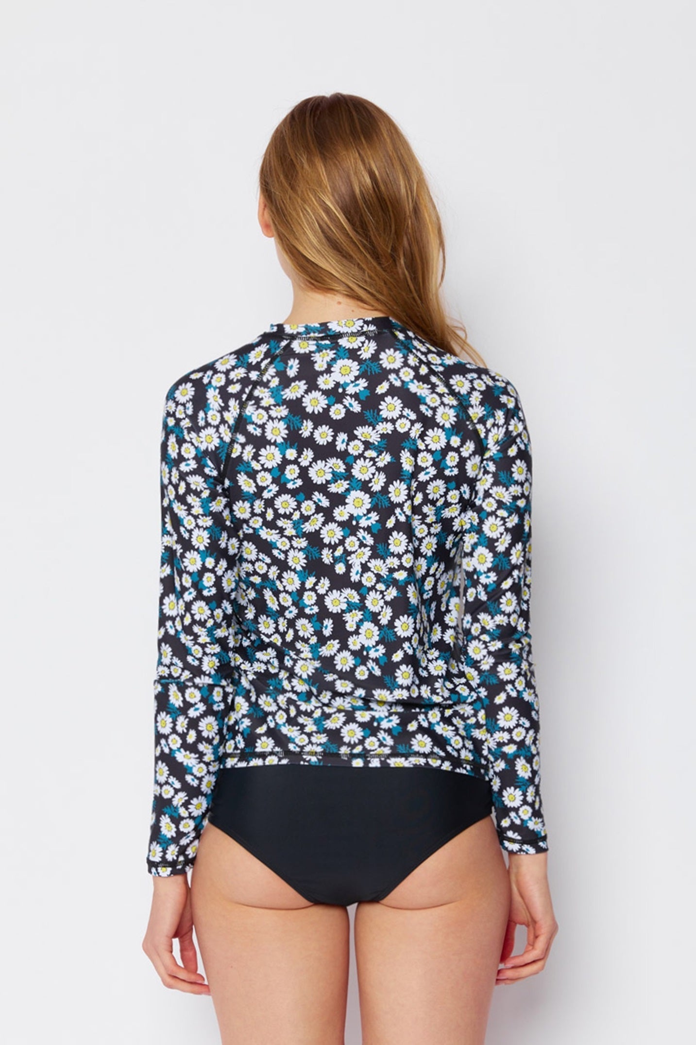 Daisy Black Long Sleeve Rash Guard | R5704