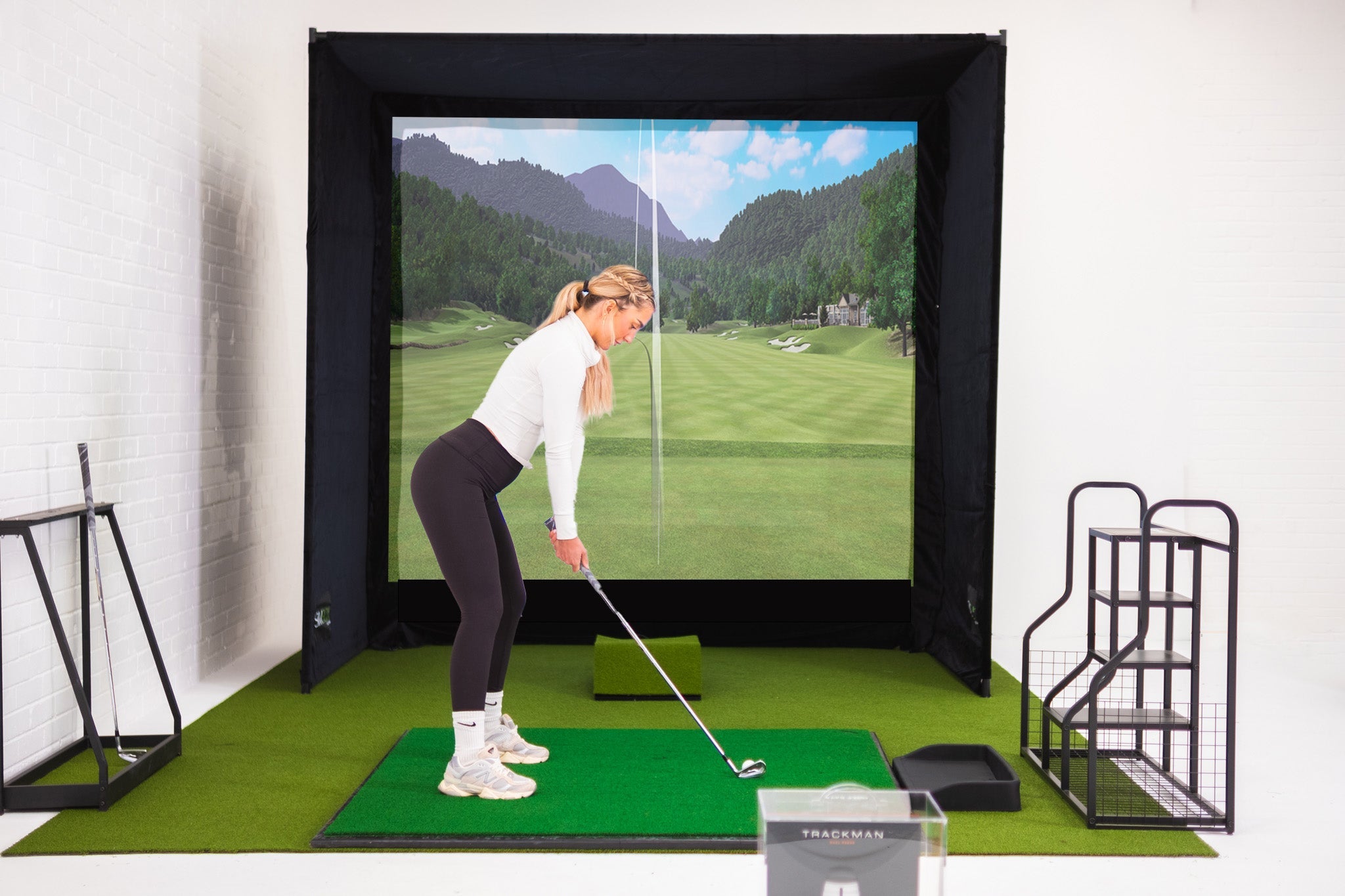 SimBox Golf Simulator Enclosure Pro + Impact Screen & Frame with Side Barriers