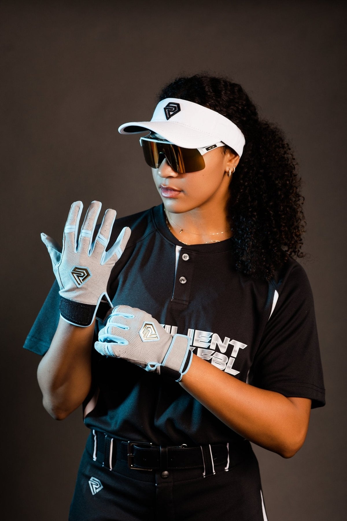 Resilient Championship Fastpitch Batting Gloves | Grey and Angel Blue