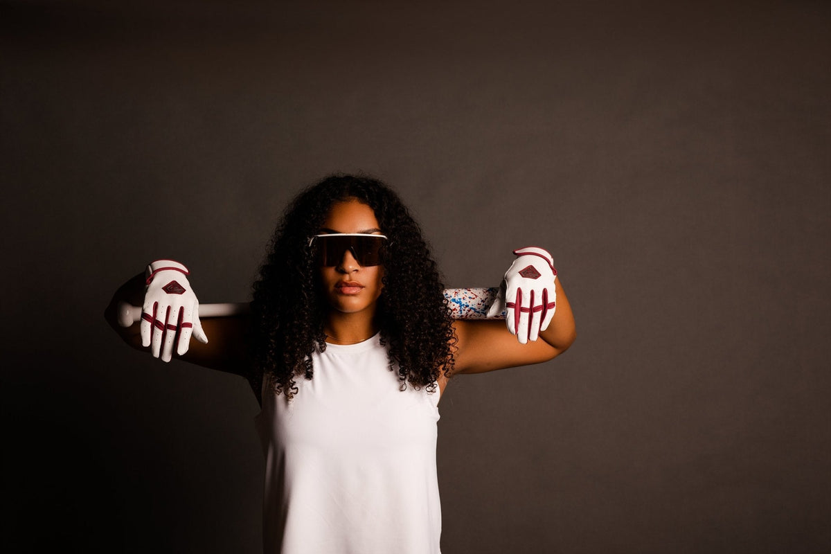 Resilient Championship Fastpitch Batting Gloves | White and Maroon