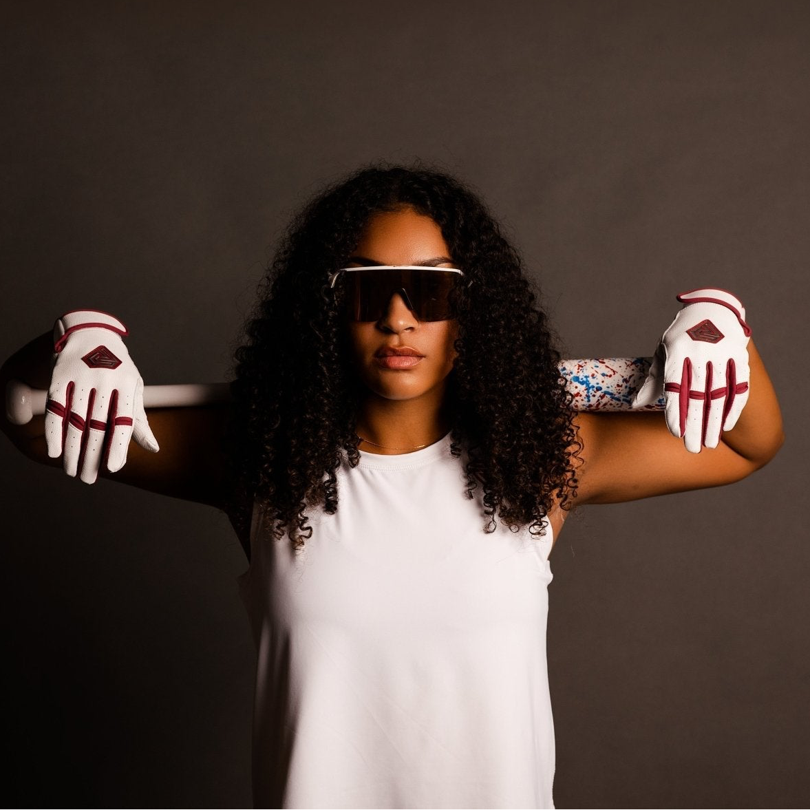 Resilient Championship Fastpitch Batting Gloves | White and Maroon