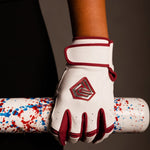 Resilient Championship Fastpitch Batting Gloves | White and Maroon