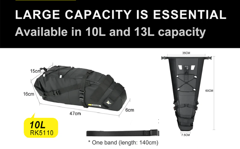 Rhinowalk Saddle Bag 10L with Waterproof Line Under Seat Storage RK5100