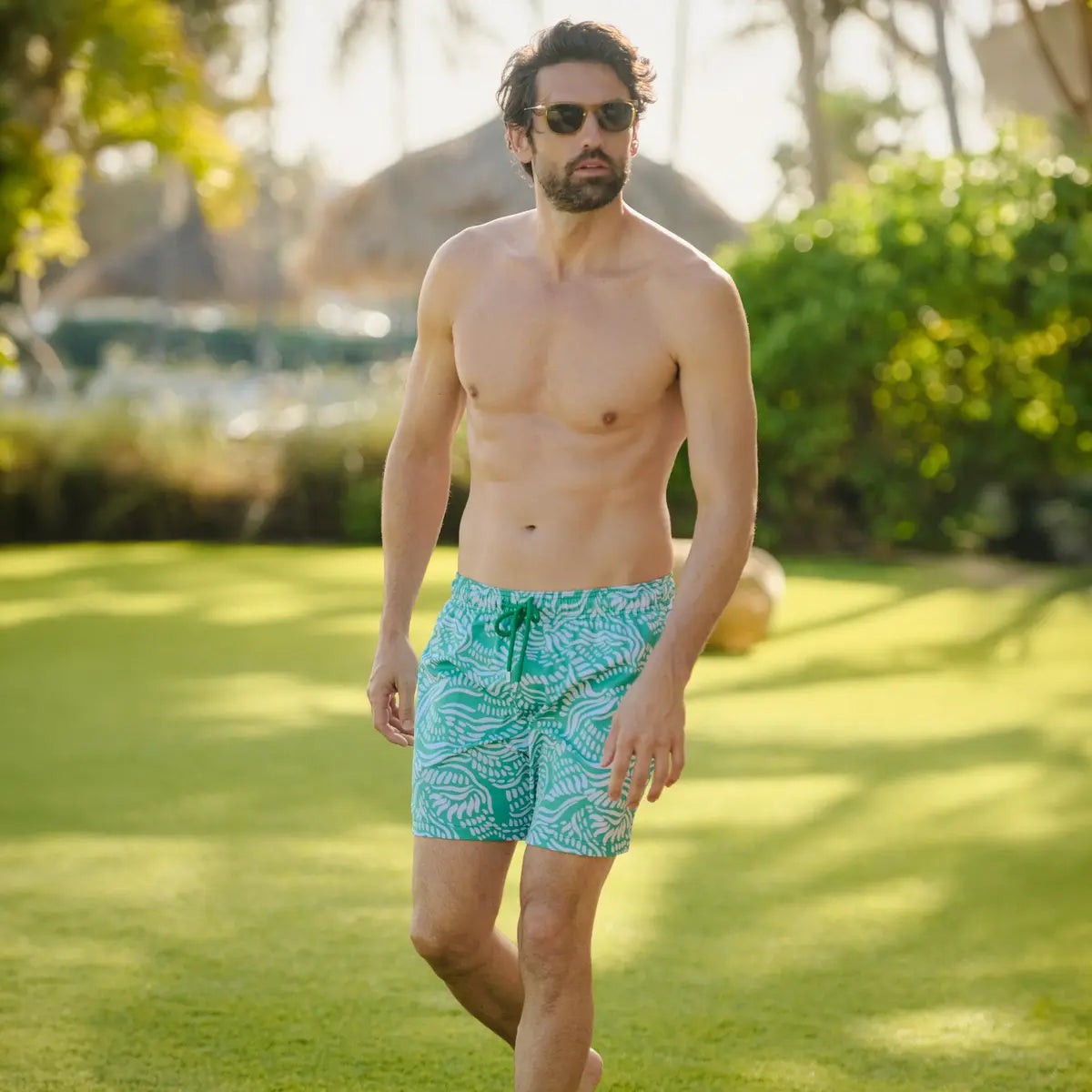Men’s Premium Compression-Lined Hybrid Shorts | Salt Spray Palm and Surf