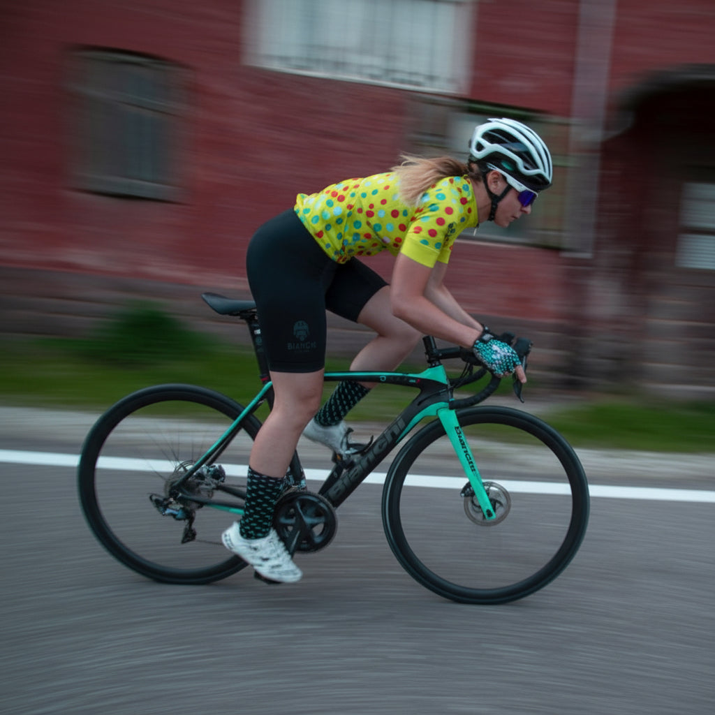 Bianchi Milano Silis Women's Cycling Jersey | Yellow with Polka Dots