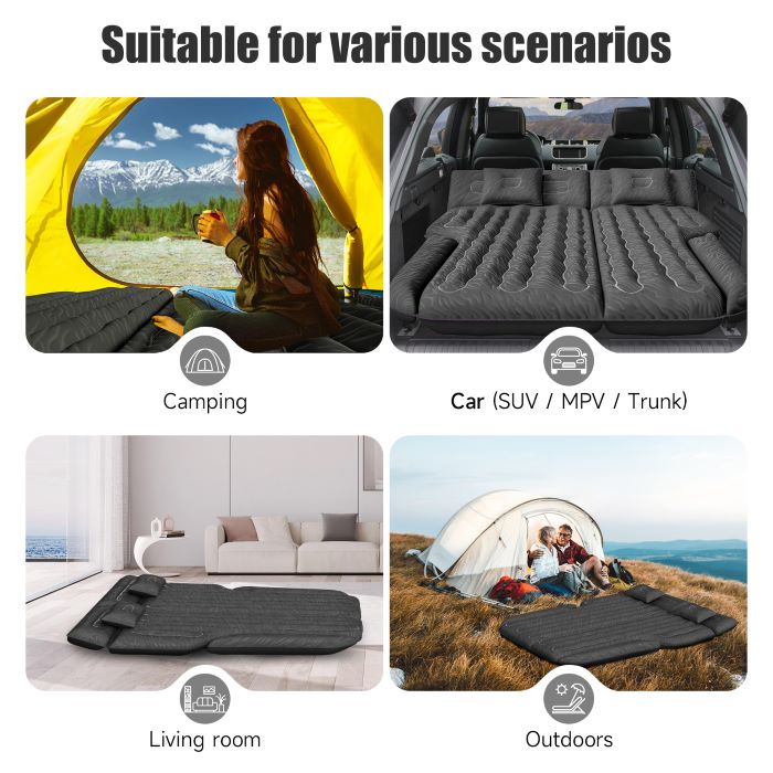 DikaSun SUV Air Mattress Upgraded Flocking and Extra Thick Oxford Surface Sleeping Bed with Electric Pump | Black