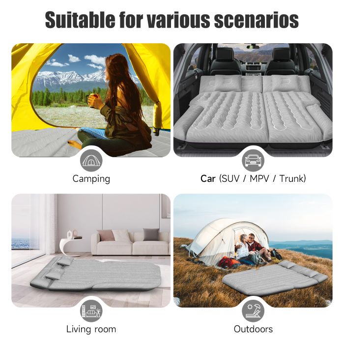DikaSun Universal SUV Air Mattress with Upgraded Flocking | Extra-Thick Oxford Surface | Pump & 3M Charging Cable