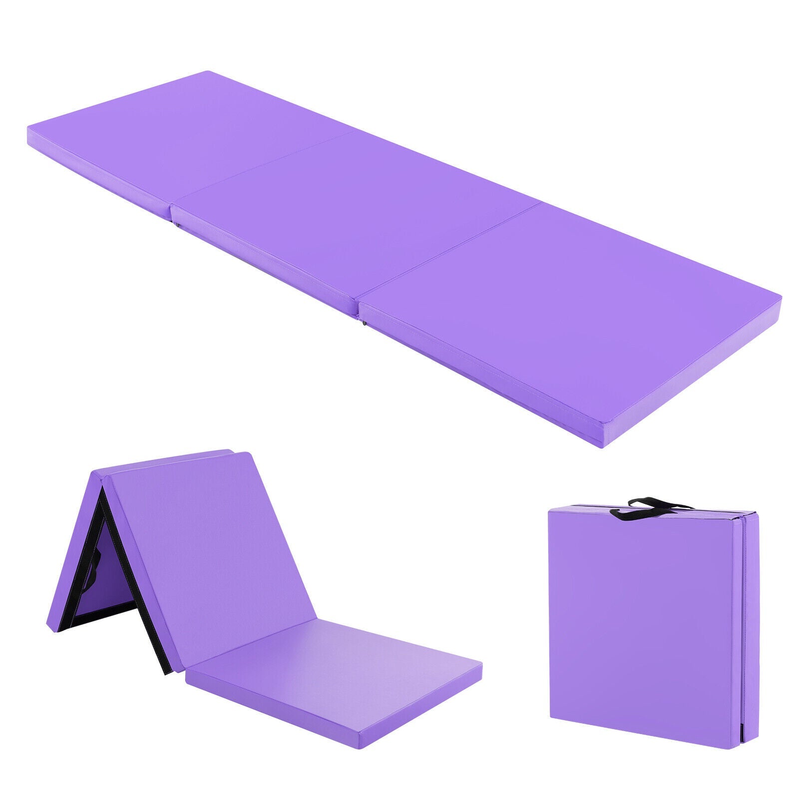 Tri-Fold Gym Mat with Handles and Removable Zippered Cover | 6' x 2'