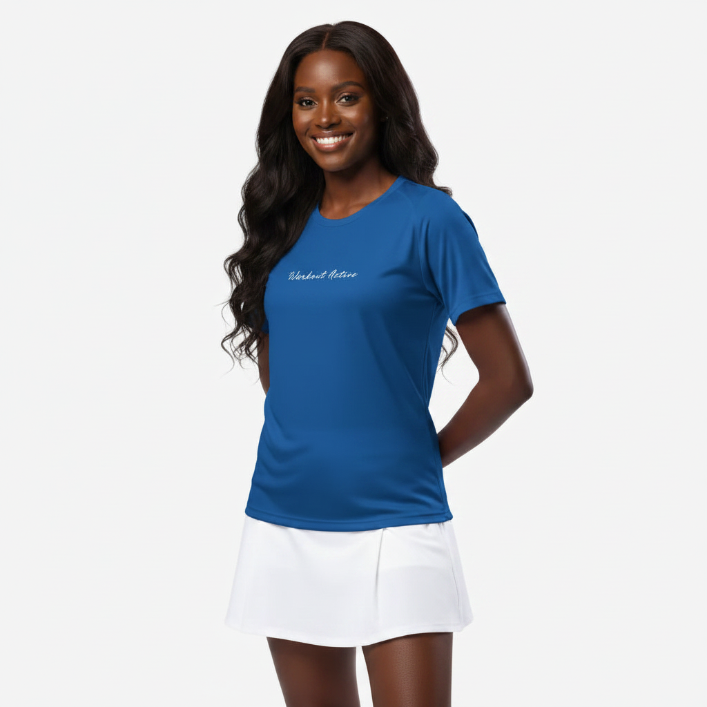 Royal Blue Poly Mesh Jersey with Workout Active Script