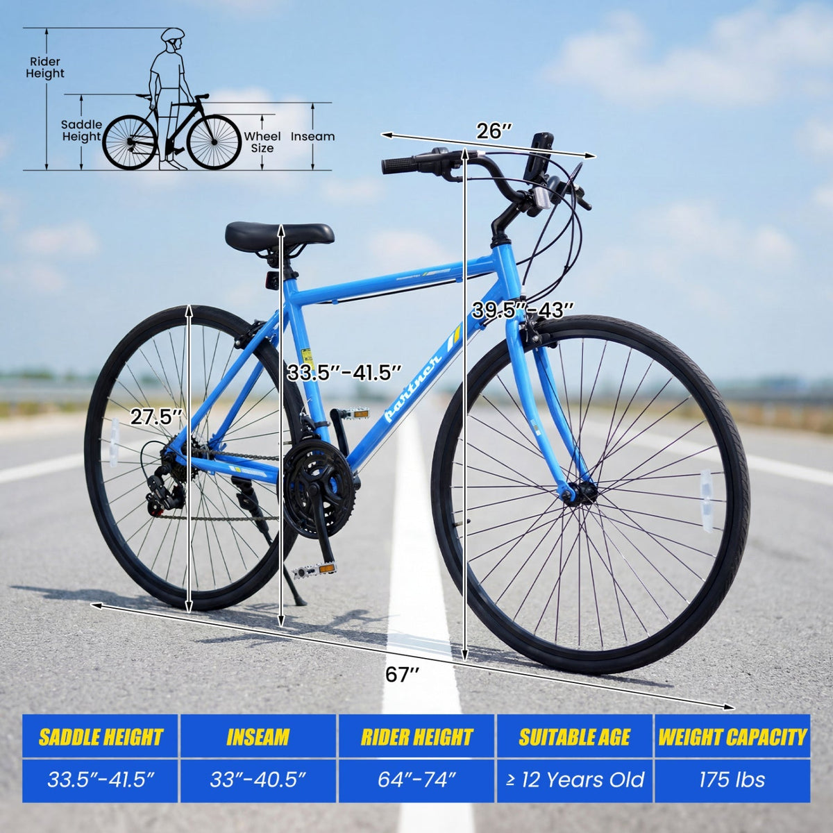 700C Hybrid Bike for Adult with 18-Speed Shimano Drivetrain and Phone Holder