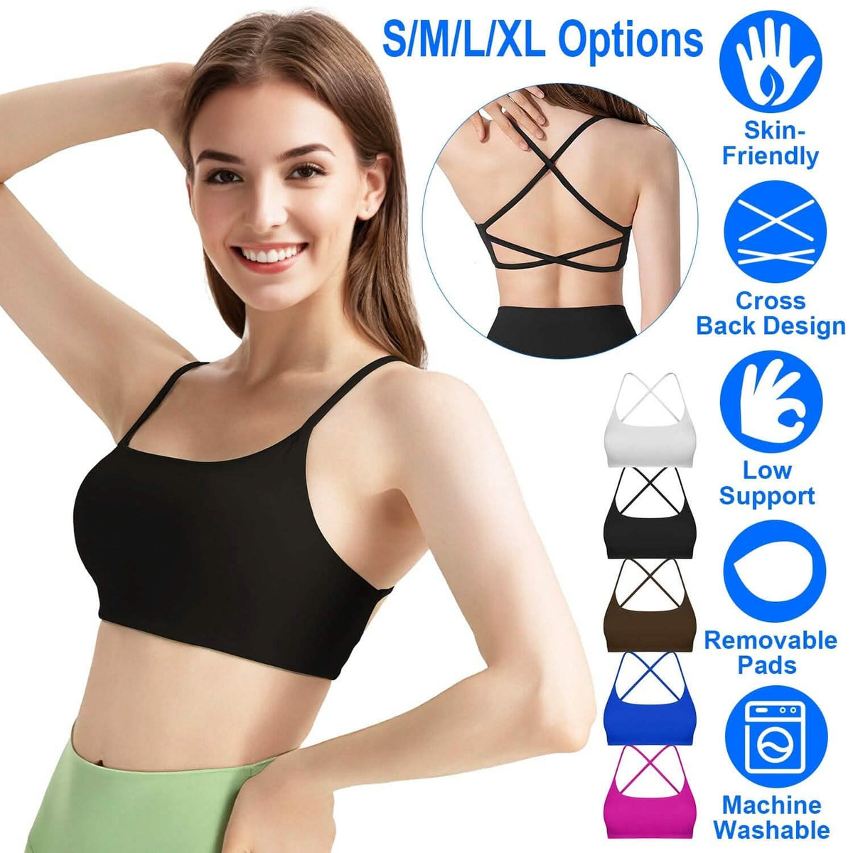 Women Cross Back Padded Sport Bra