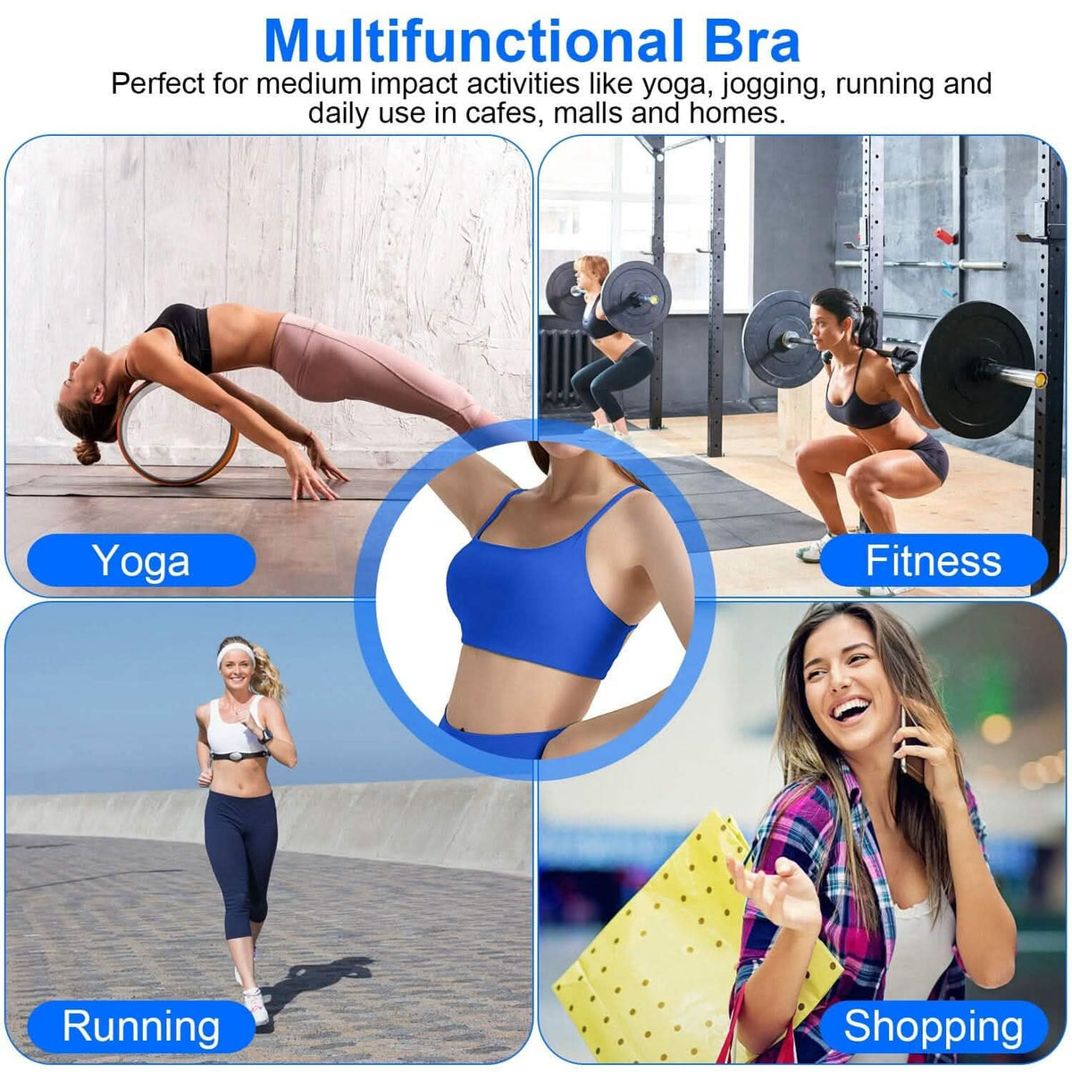 Women Cross Back Padded Sport Bra
