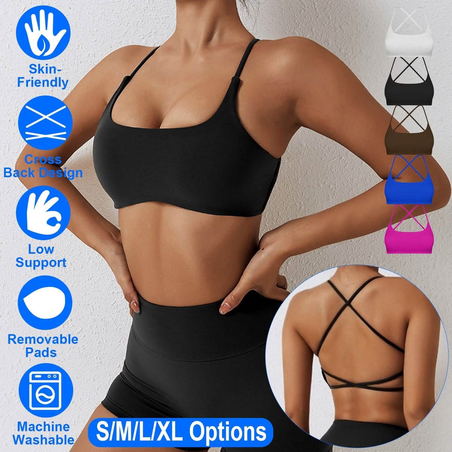 Women Cross Back Padded Sport Bra