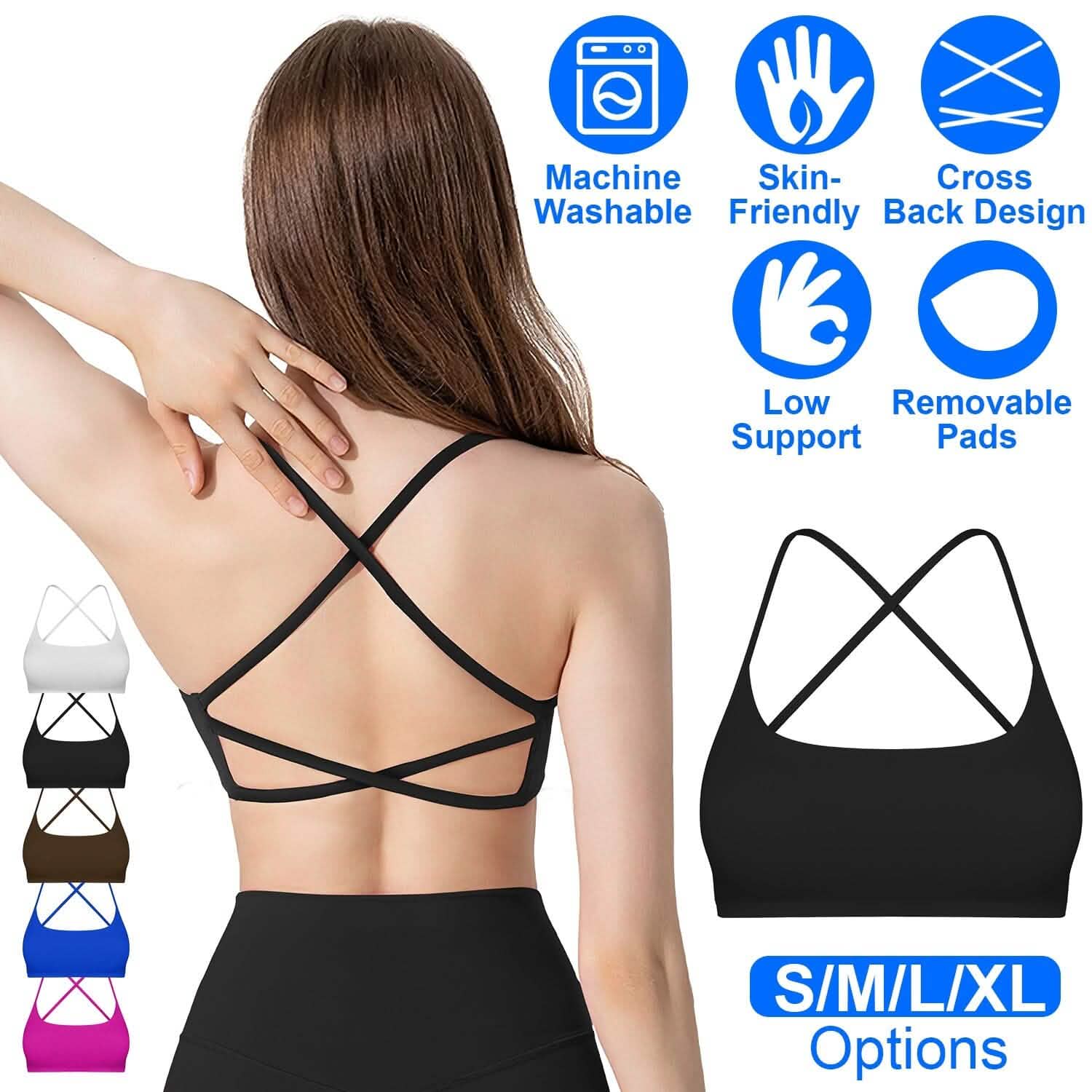 Women Cross Back Padded Sport Bra