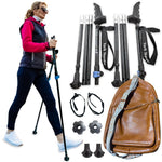 Motivator Swift Connect Travel Poles for Balance and Rehab - Patented Stability Grips - Lightweight, Adjustable and Collapsible includes Detachable Feet and Travel Bag