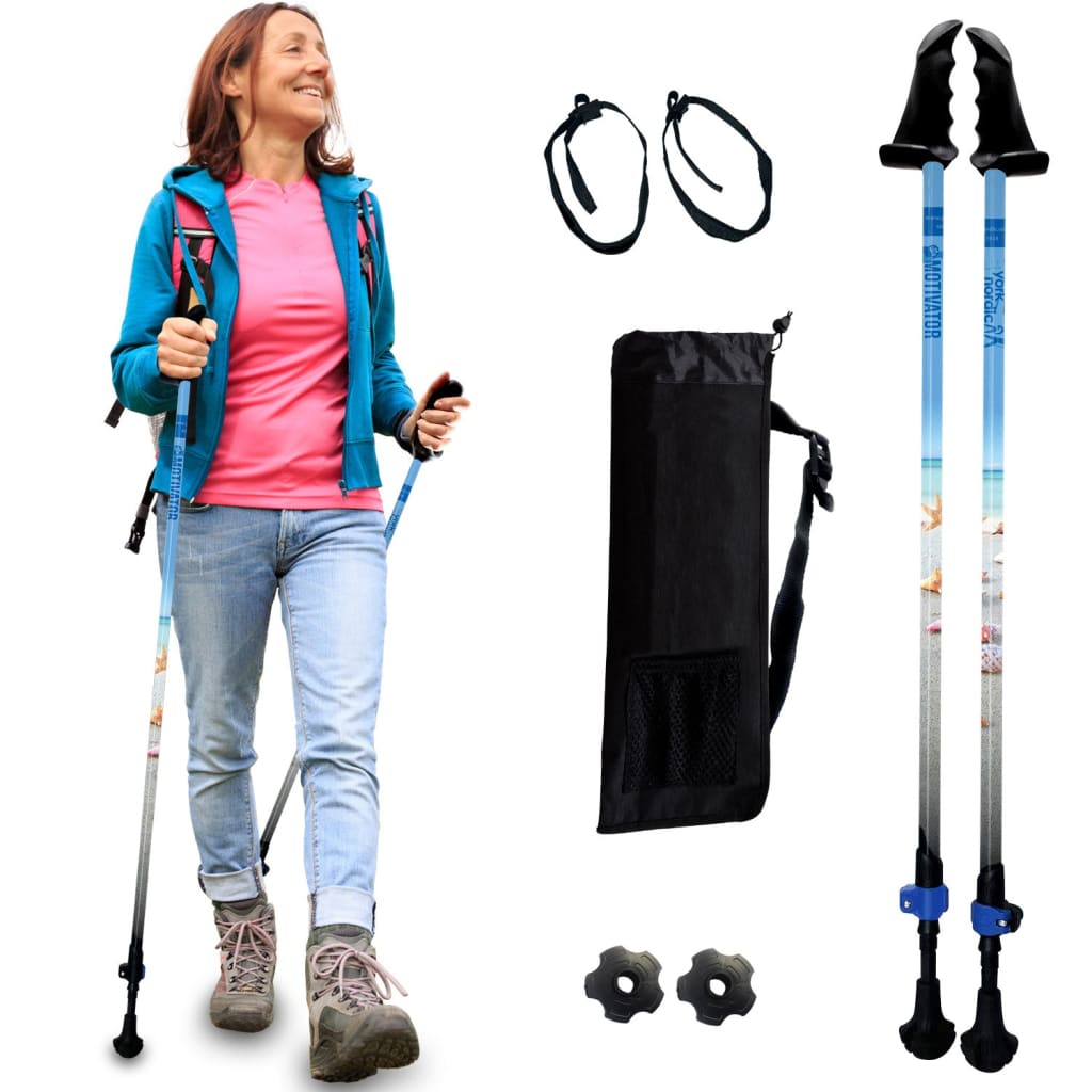 Motivator Walking Poles for Balance and Rehab | Patented Stability Grips | Lightweight, Adjustable, and Collapsible | Heights Up To 6'2"