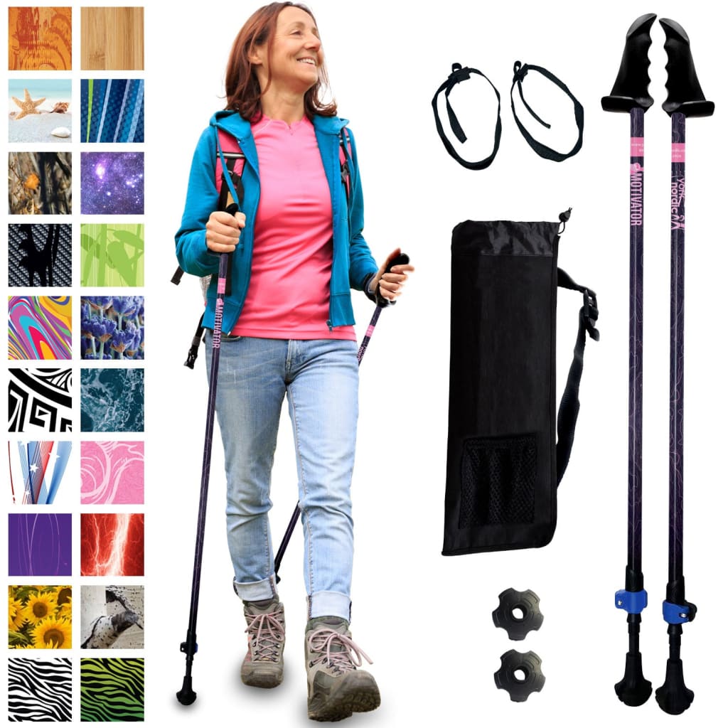 Motivator Walking Poles for Balance and Rehab | Patented Stability Grips | Lightweight, Adjustable, and Collapsible | Heights Up To 6'2"