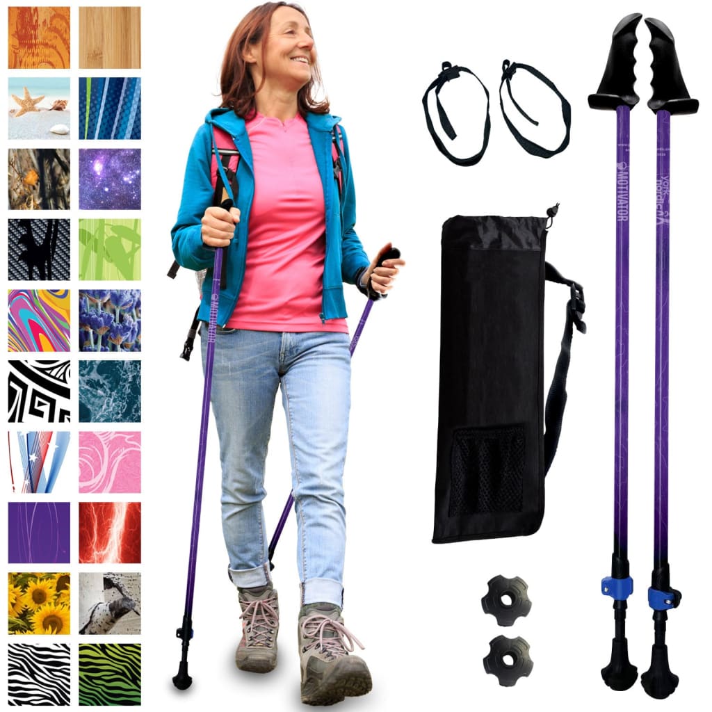 Motivator Walking Poles for Balance and Rehab | Patented Stability Grips | Lightweight, Adjustable, and Collapsible | Heights Up To 6'2"