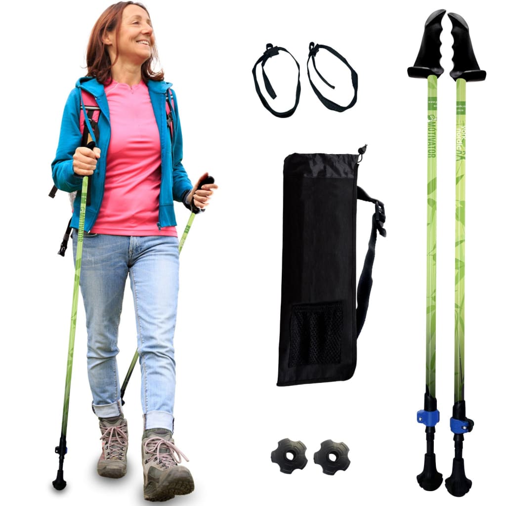 Motivator Walking Poles for Balance and Rehab | Patented Stability Grips | Lightweight, Adjustable, and Collapsible | Heights Up To 6'2"