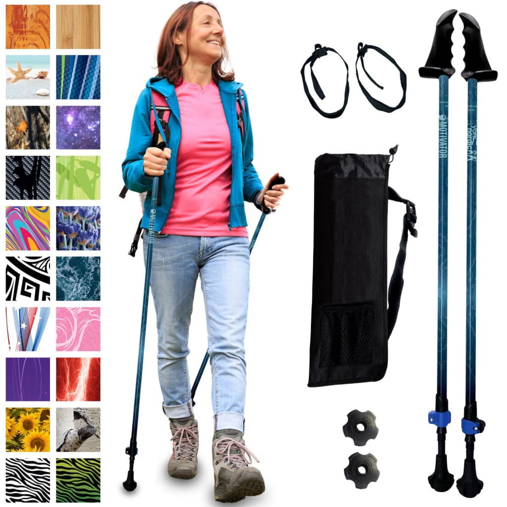 Motivator Walking Poles for Balance and Rehab | Patented Stability Grips | Lightweight, Adjustable, and Collapsible | Heights Up To 6'2"