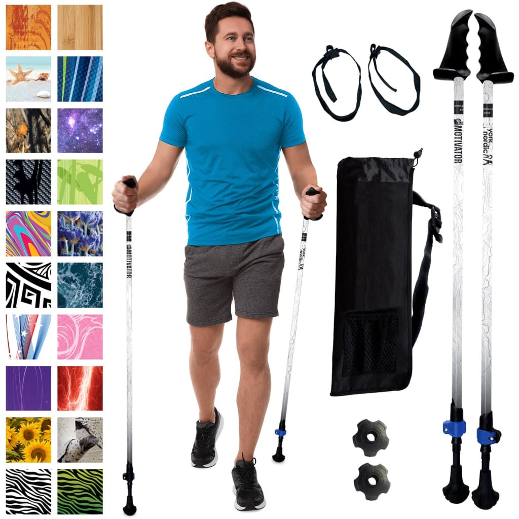 Motivator Walking Poles for Balance and Rehab | Patented Stability Grips | Lightweight, Adjustable, and Collapsible | Heights Up To 6'2"