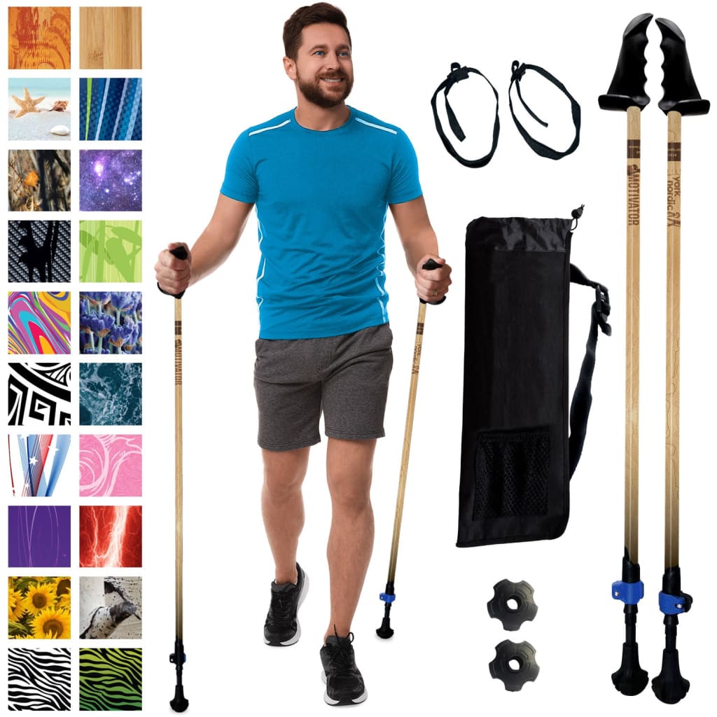 Motivator Walking Poles for Balance and Rehab | Patented Stability Grips | Lightweight, Adjustable, and Collapsible | Heights Up To 6'2"