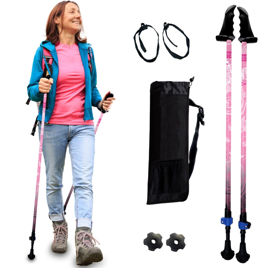 Motivator Walking Poles for Balance and Rehab | Patented Stability Grips | Lightweight, Adjustable, and Collapsible | Heights Up To 6'2"