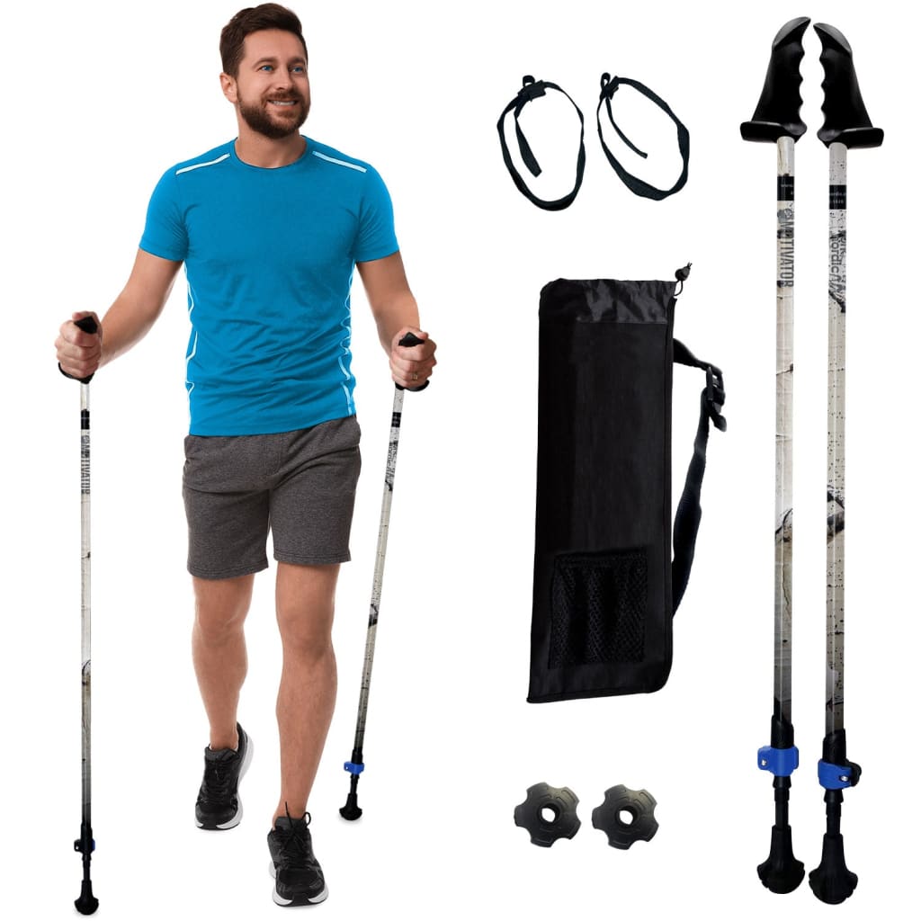 Motivator Walking Poles for Balance and Rehab | Patented Stability Grips | Lightweight, Adjustable, and Collapsible | Heights Up To 6'2"