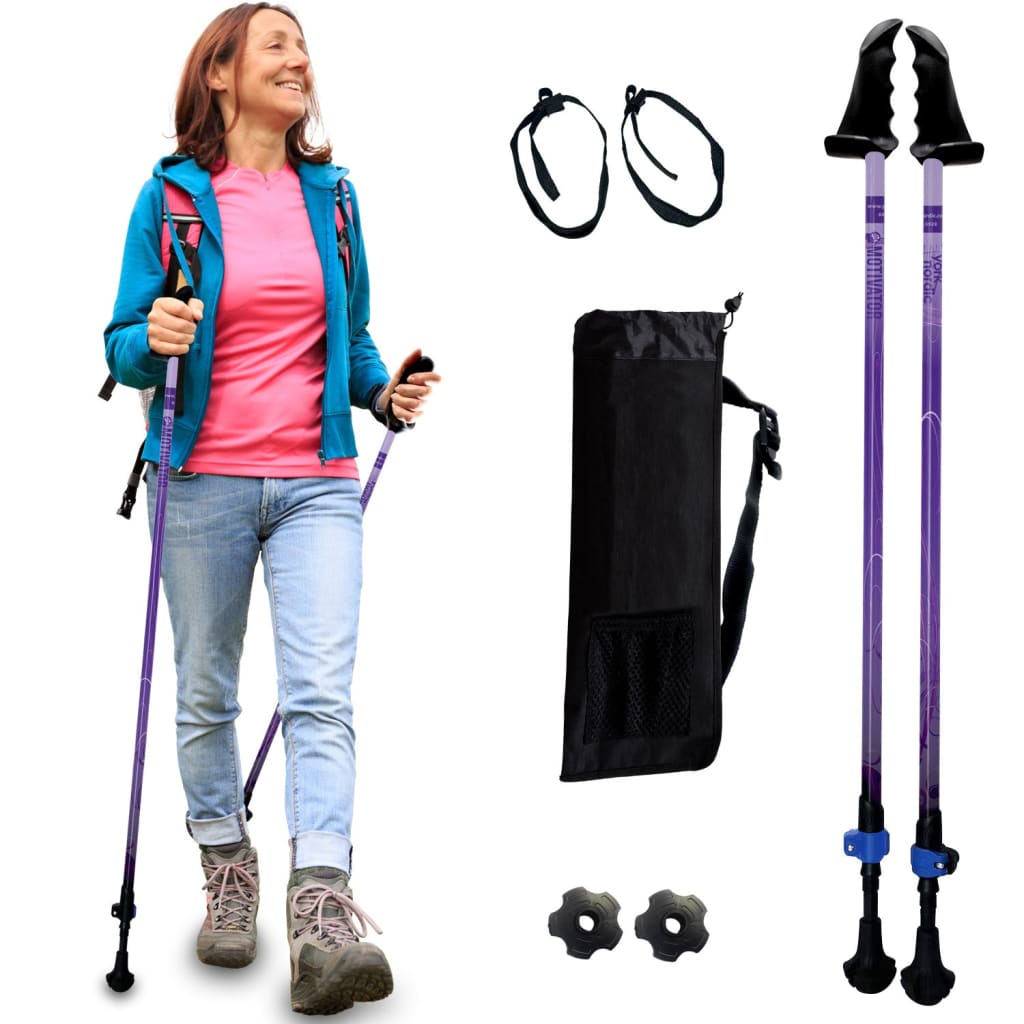 Motivator Walking Poles for Balance and Rehab | Patented Stability Grips | Lightweight, Adjustable, and Collapsible | Heights Up To 6'2"