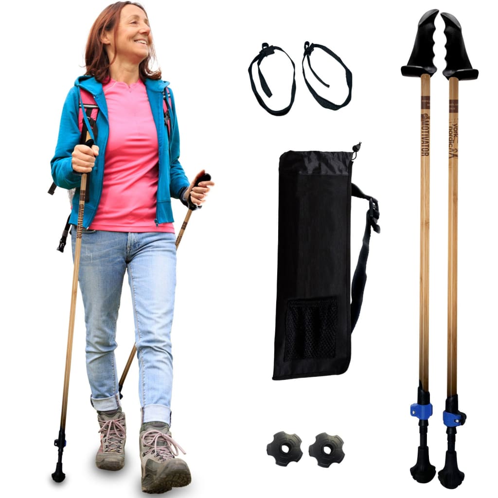 Motivator Walking Poles for Balance and Rehab | Patented Stability Grips | Lightweight, Adjustable, and Collapsible | Heights Up To 6'2"