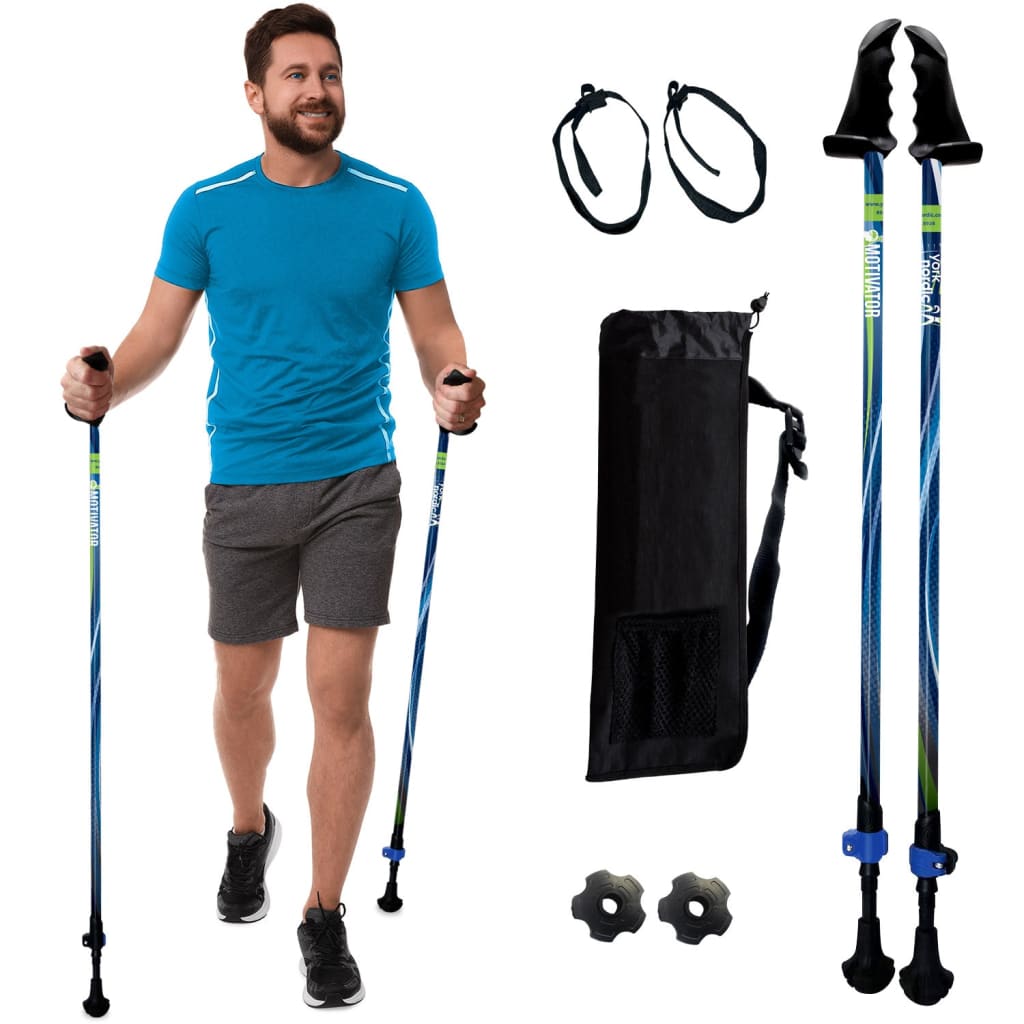 Motivator Walking Poles for Balance and Rehab | Patented Stability Grips | Lightweight, Adjustable, and Collapsible | Heights Up To 6'2"