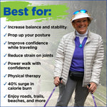 Motivator Walking Poles for Balance and Rehab | Patented Stability Grips | Lightweight, Adjustable, and Collapsible | Heights Up To 6'2"