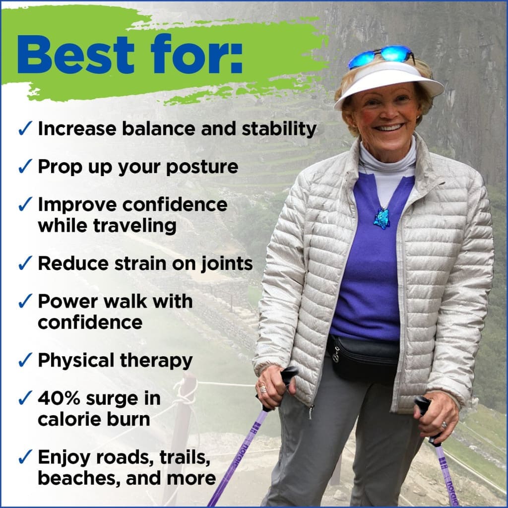 Motivator Walking Poles for Balance and Rehab | Patented Stability Grips | Lightweight, Adjustable, and Collapsible | Heights Up To 6'2"
