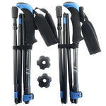 Travel Folding Walking & Hiking Poles 13.5” with Rubber Feet, Baskets, and Bag